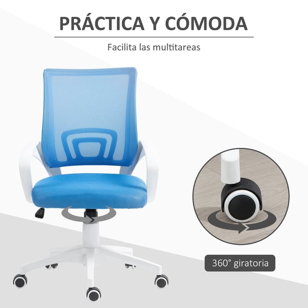 Kontorsstol - Nät - Höjdjusterbar - Max 120 kg - Ergonomisk svängbar - Andningsbar rygg - Montering krävs - Ljusblå