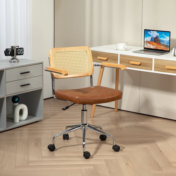 Kontorsstol - Skrivbordsstol - Gungfunktion - Höjdjusterbar 82–90 cm - Mått 60x55,5 cm - Montering krävs - Brun