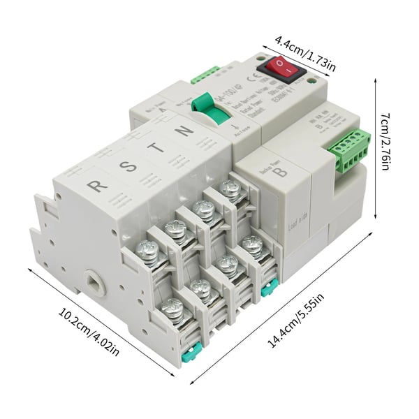 100A 4-polet ATS, automatisk transferomskifter, til to strømkilder/mini-generator, grå