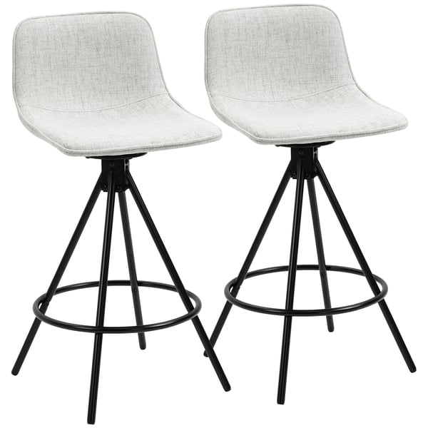 Köksbarstolar - 2-pack - Snurrbara 360° - Klädda i polyester - Stålben - Utan armstöd - 41,5x47,5x90 cm - Grå Köksbarstolar - 2-pack - Snurrbara 360° - Klädda i polyester - Stålben - Utan armstöd - 41,5x47,5x90 cm - Grå