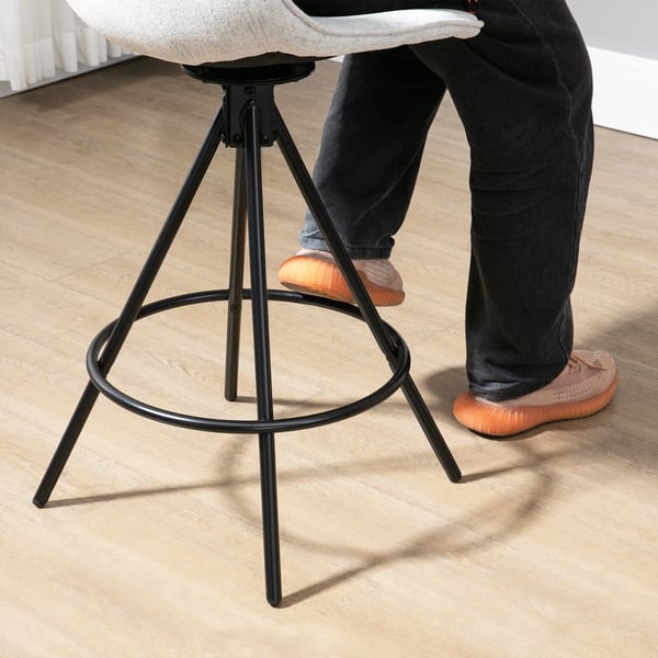Köksbarstolar - 2-pack - Snurrbara 360° - Klädda i polyester - Stålben - Utan armstöd - 41,5x47,5x90 cm - Grå