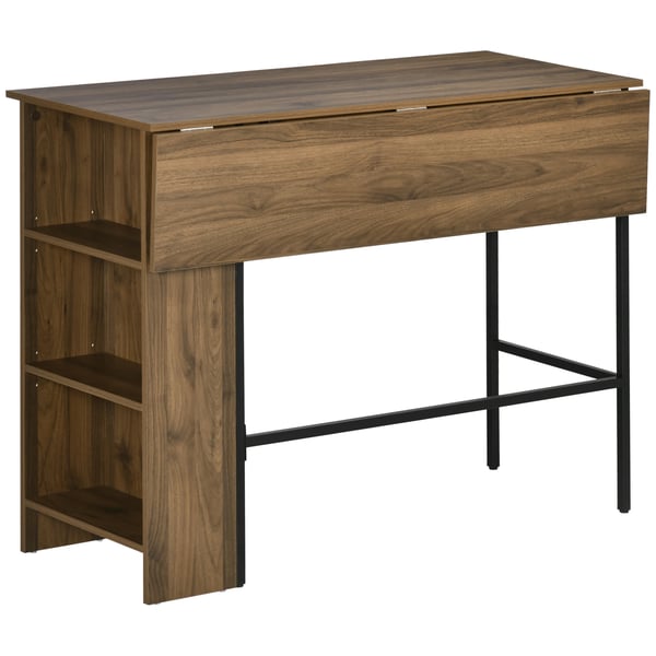 Barbord - Utdragbart - 3 Förvaringshyllor - 120 x 76 x 91,4 cm - Melamin & Metall - Modern Stil - Brun