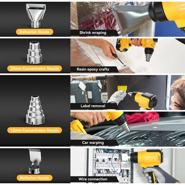 Trådløs varmepistol, til DeWalt 20V-batteri, til krympeslange, elektronik- & telefonreparation, lodning, hobby, grå