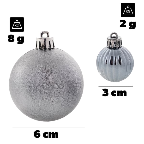 Julgranskulor - Set 44 st - Okrossbara - Julpynt för gran