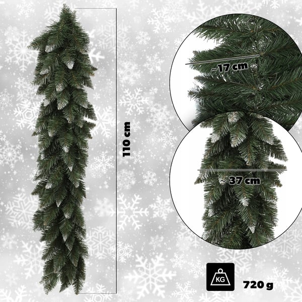 Juletræsguirlande - Dekoration - Sneklædt - 110 cm - Uden belysning