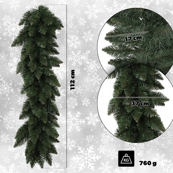 Juletræsguirlande - Dekorationsguirlande - 112 cm - Grøn - Uden belysning