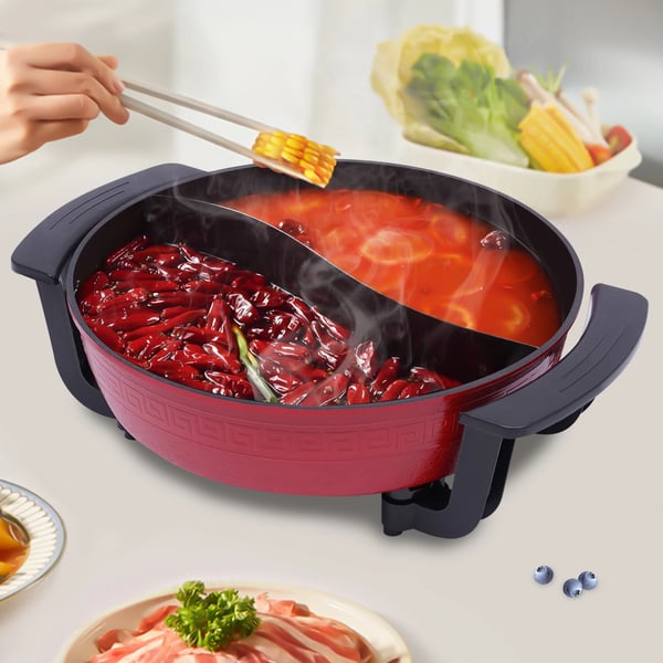 Sähköinen hot pot - Sähköpata - 1360 W - 360° kiertolämmitys - Elintarviketason tarttumaton pinnoite - Monikäyttöinen - Musta