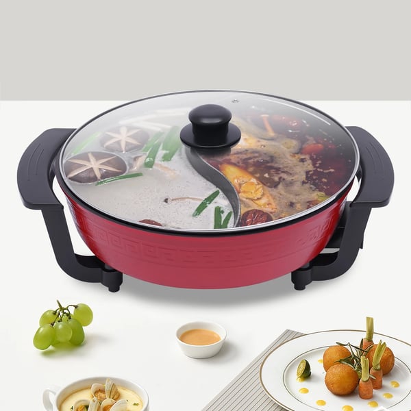Sähköinen hot pot - Sähköpata - 1360 W - 360° kiertolämmitys - Elintarviketason tarttumaton pinnoite - Monikäyttöinen - Musta