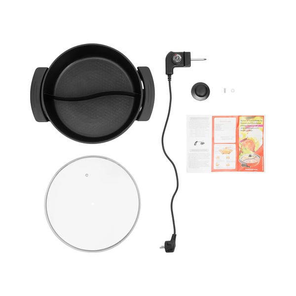 Sähköinen hot pot - Sähköpata - 1360 W - 360° kiertolämmitys - Elintarviketason tarttumaton pinnoite - Monikäyttöinen - Musta