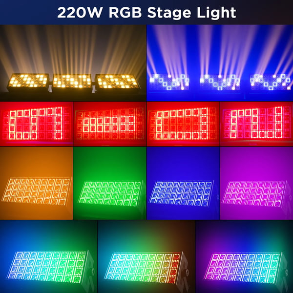 LED Wall Washer Scenelys - DMX512 - 220W - RGB + Varm hvid - Kanaler 4/13/144 - AC 90–240V - EU-stik