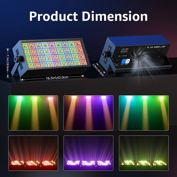 LED Wall Washer Scenelys - DMX512 - 220W - RGB + Varm hvid - Kanaler 4/13/144 - AC 90–240V - EU-stik
