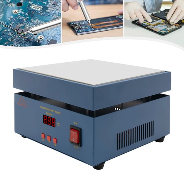 Reflow-loddeplade - Forvarmer til lodning - 800 W - LCD - Mikrocomputer-styring - Blå