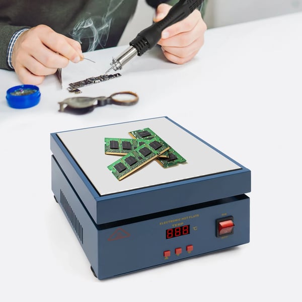 Reflow-loddeplade - Forvarmer til lodning - 800 W - LCD - Mikrocomputer-styring - Blå