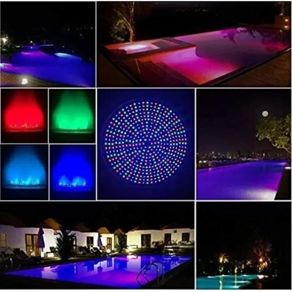 Nedsænkelig LED-poollampe, 11,6 tommer, 12V 36W, RGB 7 farver + 2 tilstande, til pool/havedam, rosa