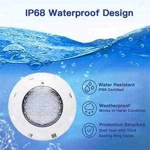 Nedsænkelig LED-poollampe, 11,6 tommer, 12V 36W, RGB 7 farver + 2 tilstande, til pool/havedam, rosa