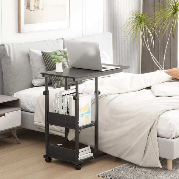 C-format Sidobord för Soffa - Soffbord - Höj- och Sänkbart - 80 x 40 cm - Svart