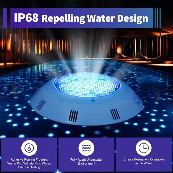 LED-poollampe, AC 12V 30W, hvid, IP68 vandtæt undervandslys