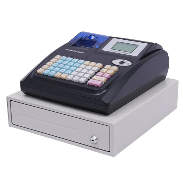Elektronisk kasseapparat, kassesystem til supermarked/kiosk, sort