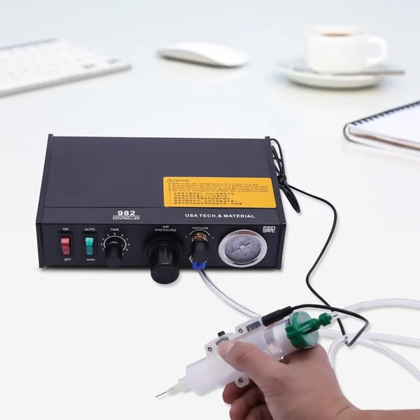 Limdispensermaskine - 982 - Halvautomatisk - Loddepasta dispenser og controller - Doseringsudstyr - Sort