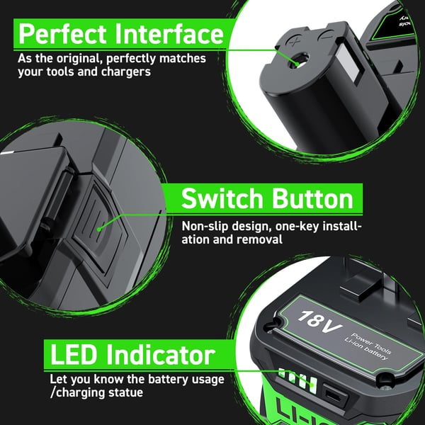 For Ryobi One+ 18V, batterihus til 21700 Li-ion-celler, kompatibel med P108/P104/P107, grå