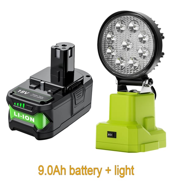 Ryobi One+ 18V, erstatningsbatteri 9,0Ah Li‑ion med 21700‑celler, kompatibel med P108 P104 P107, himmelblå