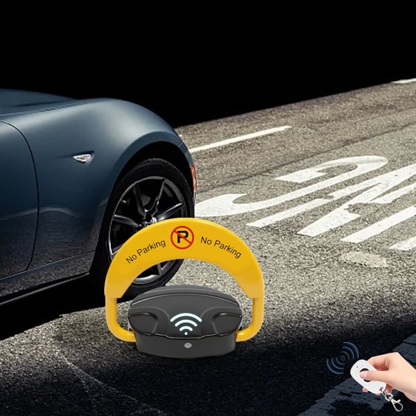 Pysäköintilukko - Automaattinen parkkipuomi - Kaukosäädin - Kantavuus 5 tonnia - Älykäs hälytin - Varkaussuoja - Keltainen