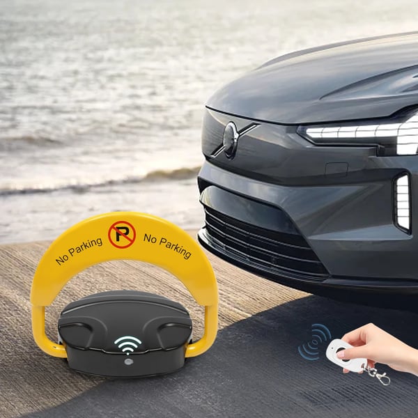 Pysäköintilukko - Automaattinen parkkipuomi - Kaukosäädin - Kantavuus 5 tonnia - Älykäs hälytin - Varkaussuoja - Keltainen