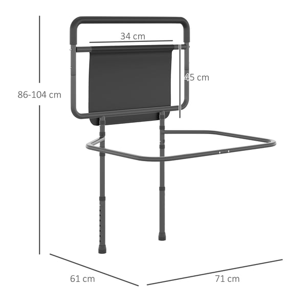 Sängräcke - För vuxna - Justerbar höjd 86–104 cm - Mått 71 x 61 cm - Grå