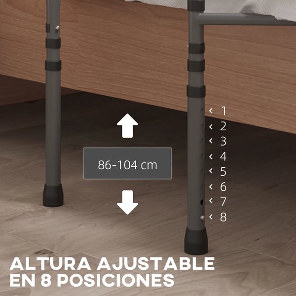 Sängräcke - För vuxna - Justerbar höjd 86–104 cm - Mått 71 x 61 cm - Grå