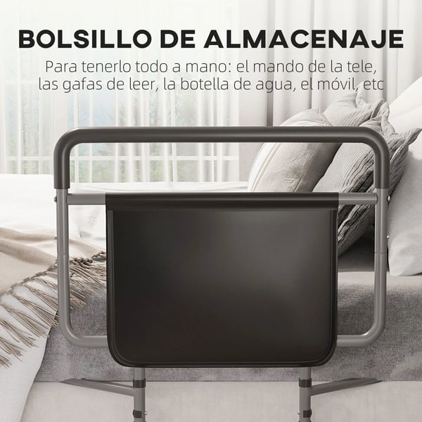 Sängräcke - För vuxna - Justerbar höjd 86–104 cm - Mått 71 x 61 cm - Grå