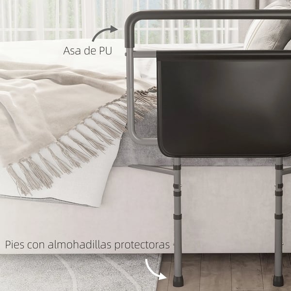 Sängräcke - För vuxna - Justerbar höjd 86–104 cm - Mått 71 x 61 cm - Grå
