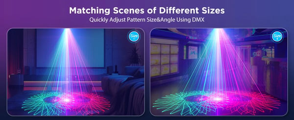 Animationslaser - DJ laser scenelys - RGB fuldfarve - 50W - 11CH - DMX512 & RDM - 3D animationsmønstre - EU-stik