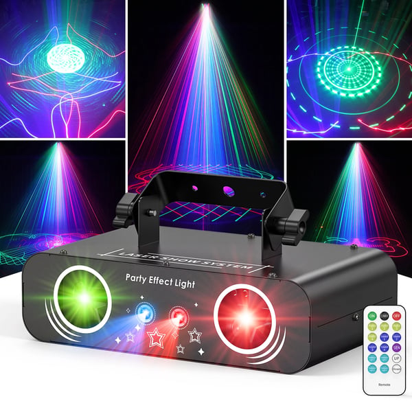 Animationslaser - DJ laser scenelys - RGB fuldfarve - 50W - 11CH - DMX512 & RDM - 3D animationsmønstre - EU-stik
