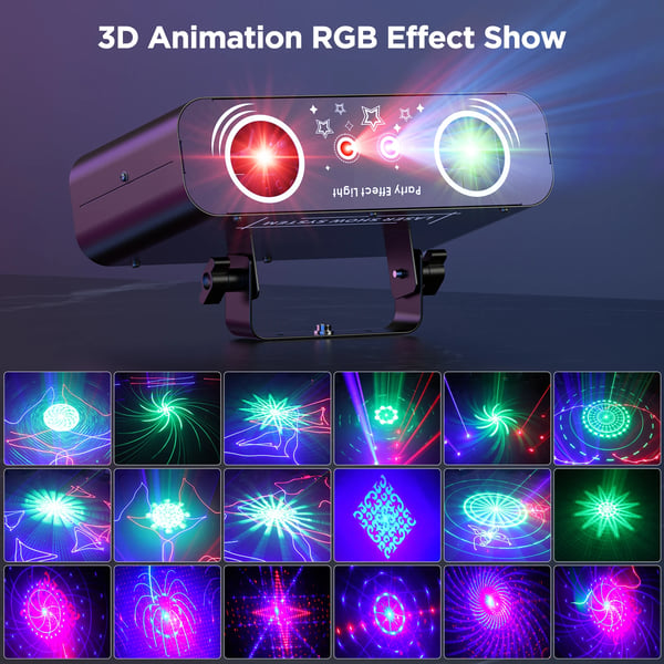 Animationslaser - DJ laser scenelys - RGB fuldfarve - 50W - 11CH - DMX512 & RDM - 3D animationsmønstre - EU-stik