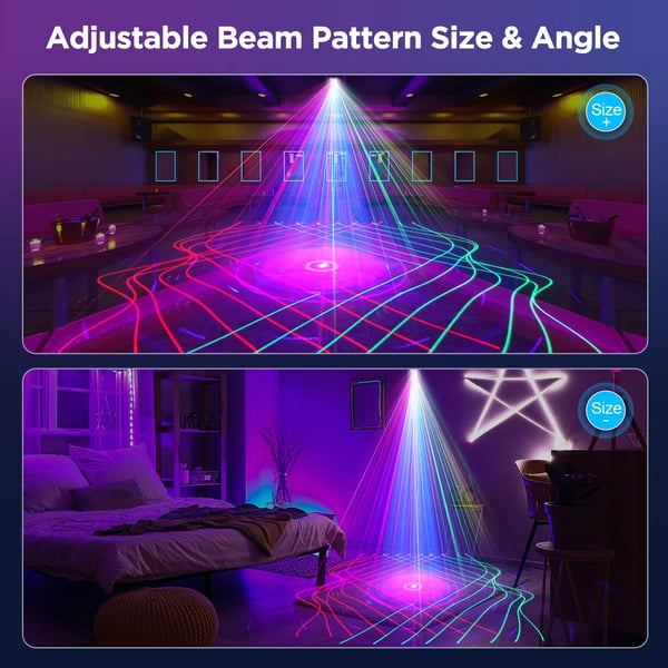 Animationslaser - DJ laser scenelys - RGB fuldfarve - 50W - 11CH - DMX512 & RDM - 3D animationsmønstre - EU-stik