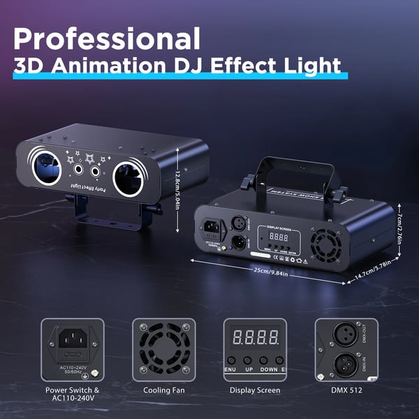 Animationslaser - DJ laser scenelys - RGB fuldfarve - 50W - 11CH - DMX512 & RDM - 3D animationsmønstre - EU-stik