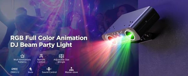 Animationslaser - DJ laser scenelys - RGB fuldfarve - 50W - 11CH - DMX512 & RDM - 3D animationsmønstre - EU-stik