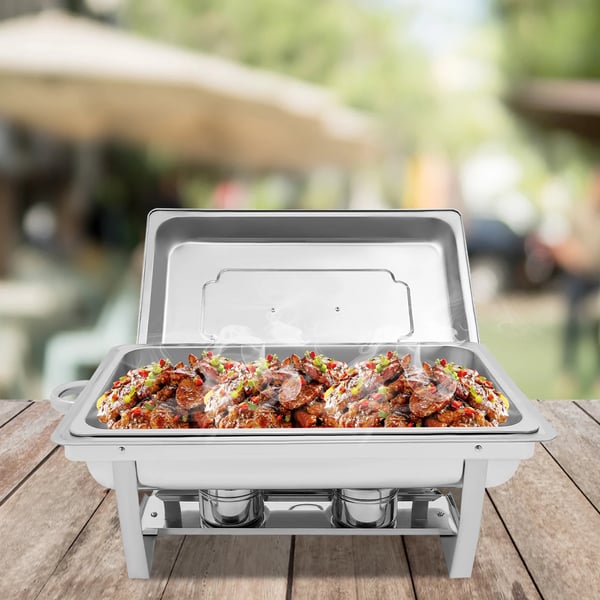 Chafing dish buffévärmare, rektangulär 9 L, rostfritt stål, silver