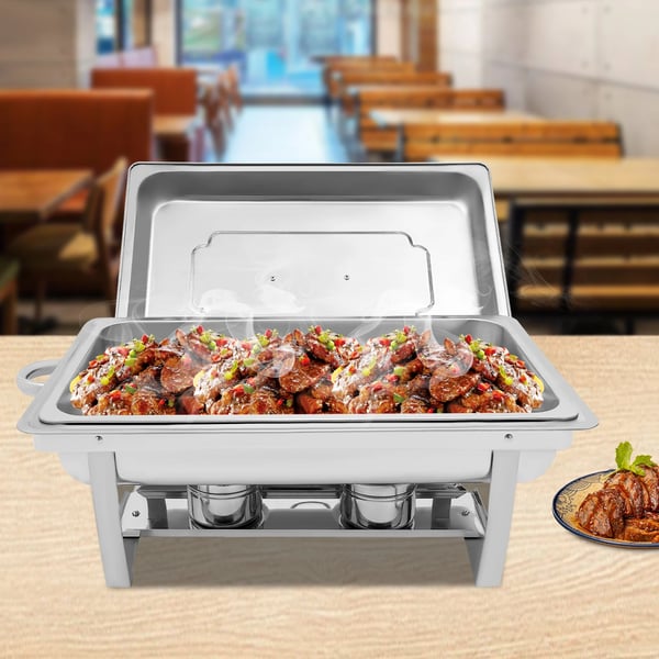 Chafing dish buffévärmare, rektangulär 9 L, rostfritt stål, silver