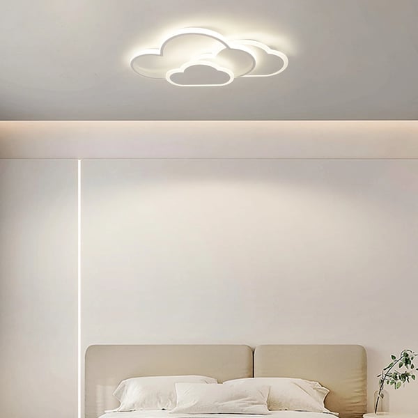 LED-loftplafond i skyform, akryl, 52×31 cm, 3 farvetemperaturer, hvid krop og skærm, til børneværelse/stue/soveværelse