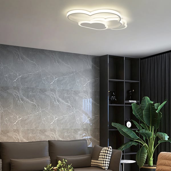 LED-loftplafond i skyform, akryl, 52×31 cm, 3 farvetemperaturer, hvid krop og skærm, til børneværelse/stue/soveværelse