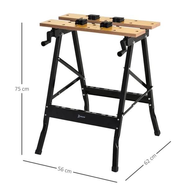 Hopfällbar arbetsbänk - Arbetsbord med klämmor - MDF-skiva, järnram - Maxbelastning 70 kg - För hem och DIY