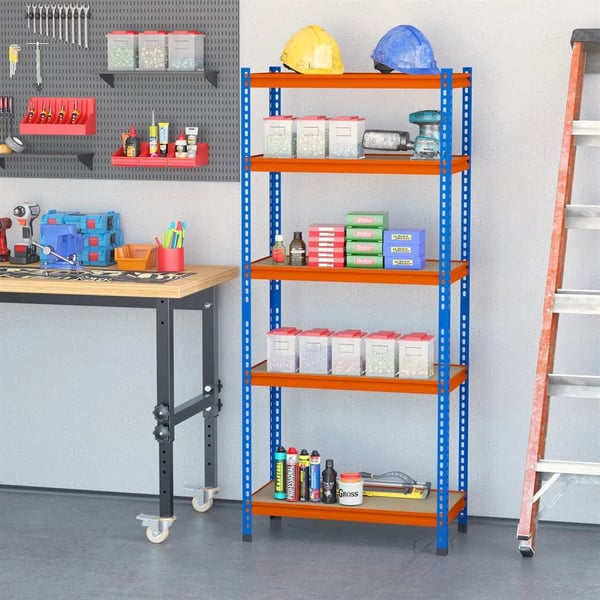 Metallförvaringshylla - Hyllställ - 5 Justerbara Hyllplan - Extra Kraftig - För Verktyg - Fristående - Garage/Verkstad