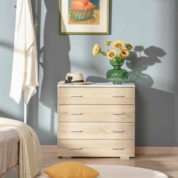 Byrå - Vardagsrumsskåp - 4 Lådor - Modern Design - Montering Krävs - Hemmöbel