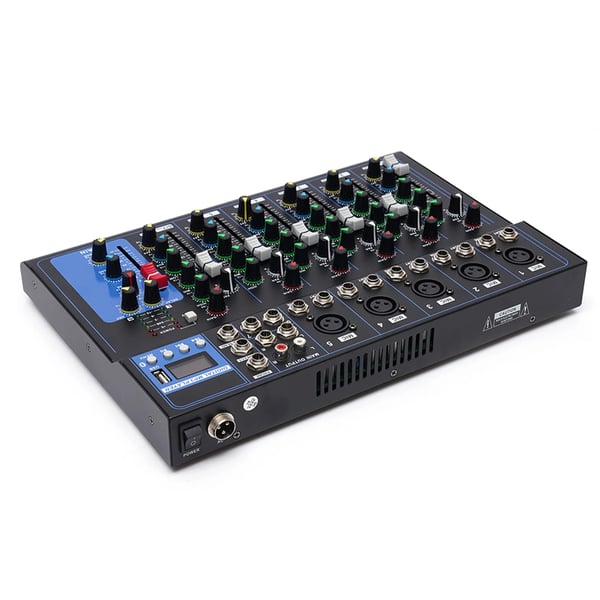 Professionel 7-kanals lydmixer, digital stereo DJ-mixerpult, sort