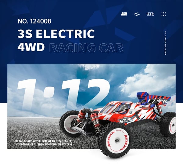 RC-auto - 124008 - 1:12 4WD Harjaton 3S - 60 km/h - Offroad - RTR - 1300 mAh 1 Akku - Valkoinen