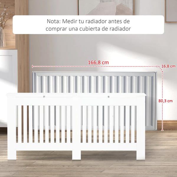 MDF Elementskydd - Radiatorskydd - 172×19×81 cm - För vardagsrum/sovrum - Vit