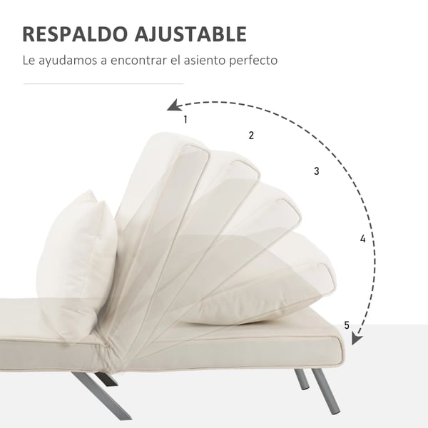 Bäddfåtölj - 1-sits - Ställbar rygg - Med kudde - Syntetläder - 65×69×80 cm - Modern stil - Kräm