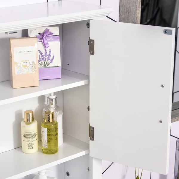Badrumsskåp - Väggskåp - 2 Dörrar - Justerbar Hylla - 60 x 19,8 x 58 cm - Montering Krävs