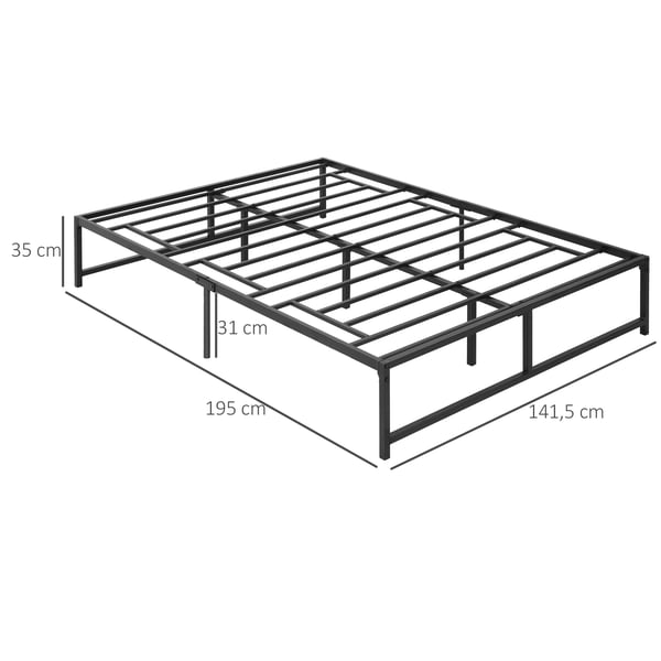 Sängram i metall - Dubbelsäng 140 cm - 35 cm ben - Utan förvaring - Montering krävs
